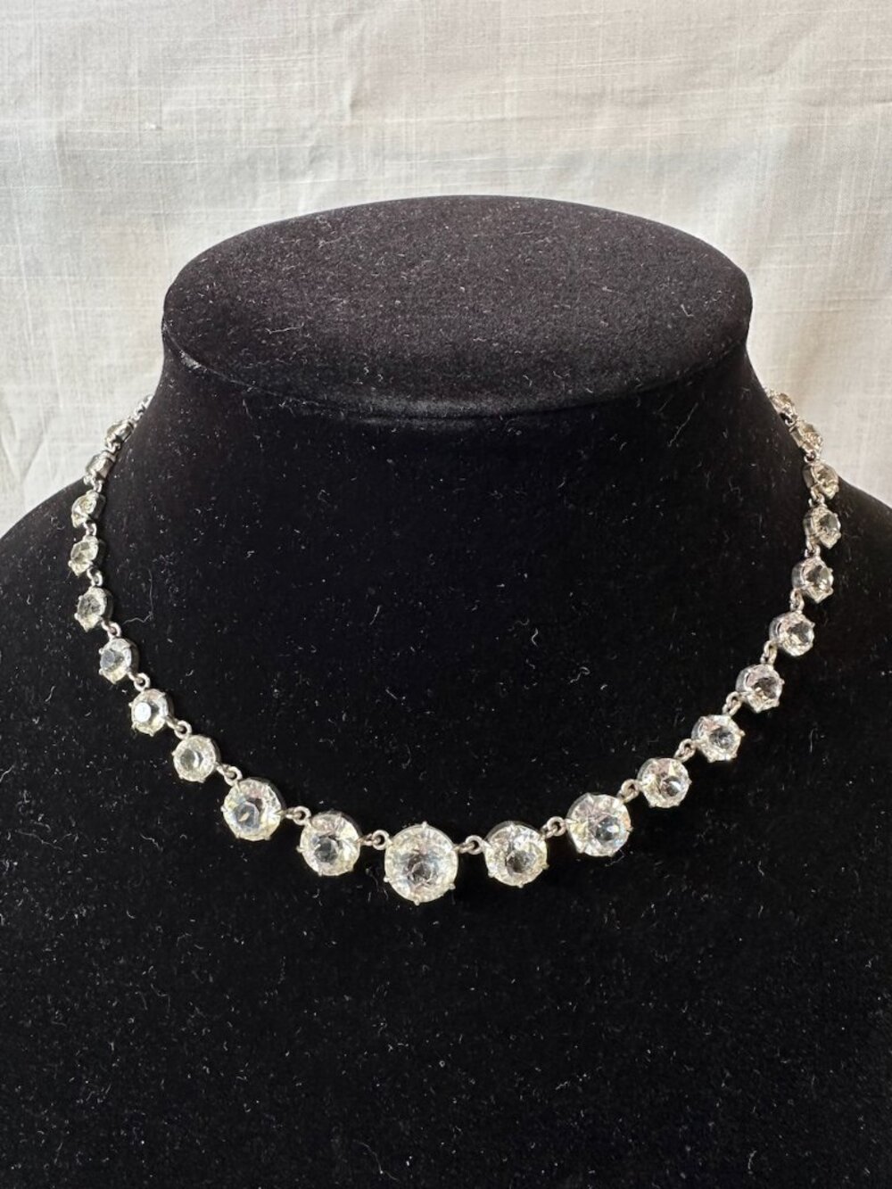 Vintage Art Deco Clear Paste Riviere Necklace